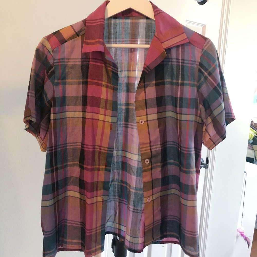 Plaid Short Sleeve Button Up